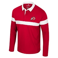 Men's Colosseum  Red Utah Utes Too Cool For School Long Sleeve Polo