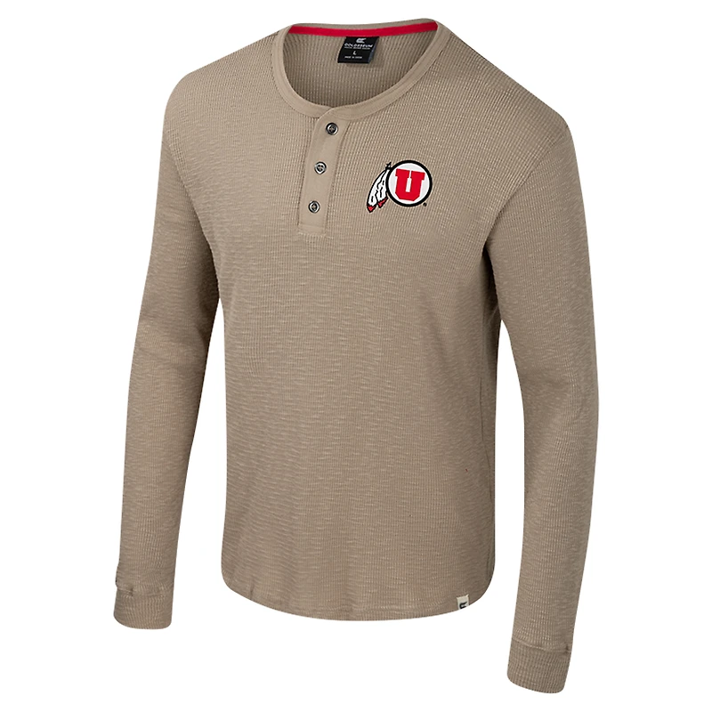 Men's Colosseum  Tan Utah Utes Great Outdoors Henley Long Sleeve Shirt