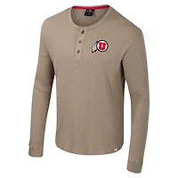 Men's Colosseum  Tan Utah Utes Great Outdoors Henley Long Sleeve Shirt