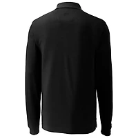 Polo piqué tri-blend noir à manches longues pour homme, Cutter & Buck, Utah Utes