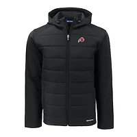 Men's Cutter & Buck  Black Utah Utes Big Tall Evoke Hybrid Eco Softshell Recycled Full-Zip Hoodie