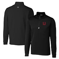 Men's Cutter & Buck Black Utah Utes Big Tall Traverse Stretch Quarter-Zip Pullover Top