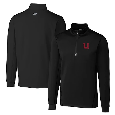 Men's Cutter & Buck Black Utah Utes Big Tall Traverse Stretch Quarter-Zip Pullover Top