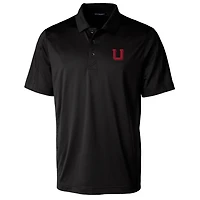Men's Cutter & Buck Black Utah Utes Team Logo Big Tall Prospect Textured Stretch Polo