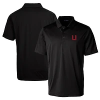 Polo texturé stretch grande taille Cutter & Buck noir pour homme, logo de l'équipe Utah Utes.