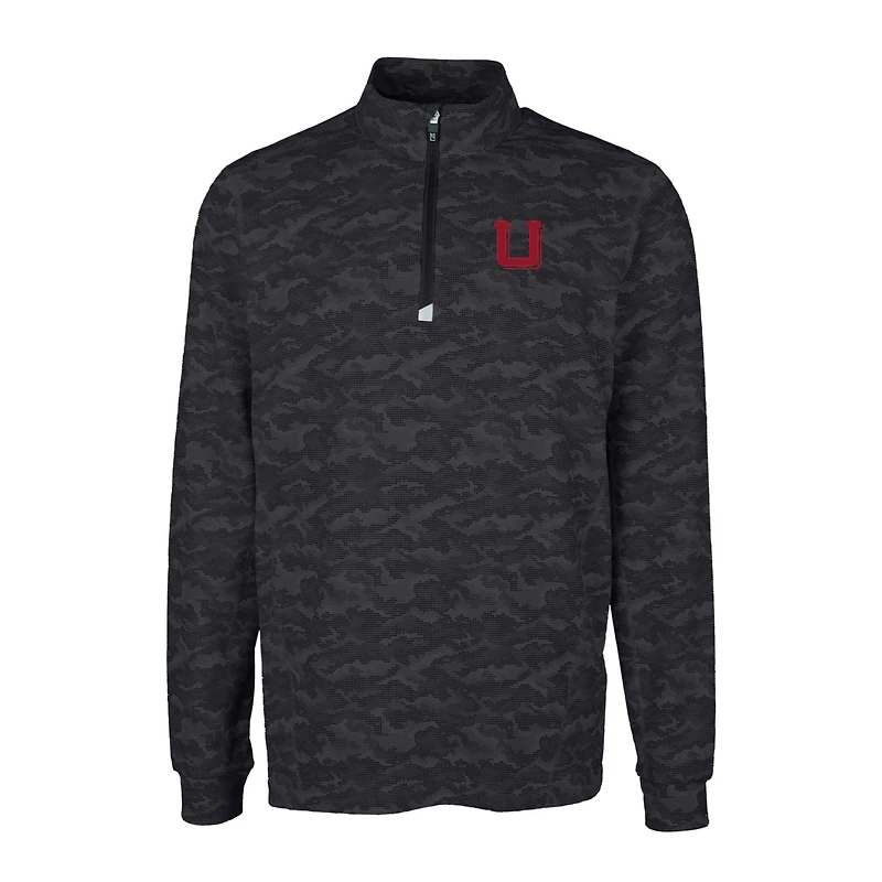 Pull-over à col zippé extensible Cutter & Buck Black Utah Utes Vault Grandes Tailles pour Homme