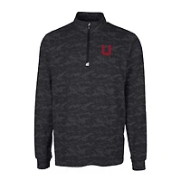 Pull-over à col zippé extensible Cutter & Buck Black Utah Utes Vault Grandes Tailles pour Homme