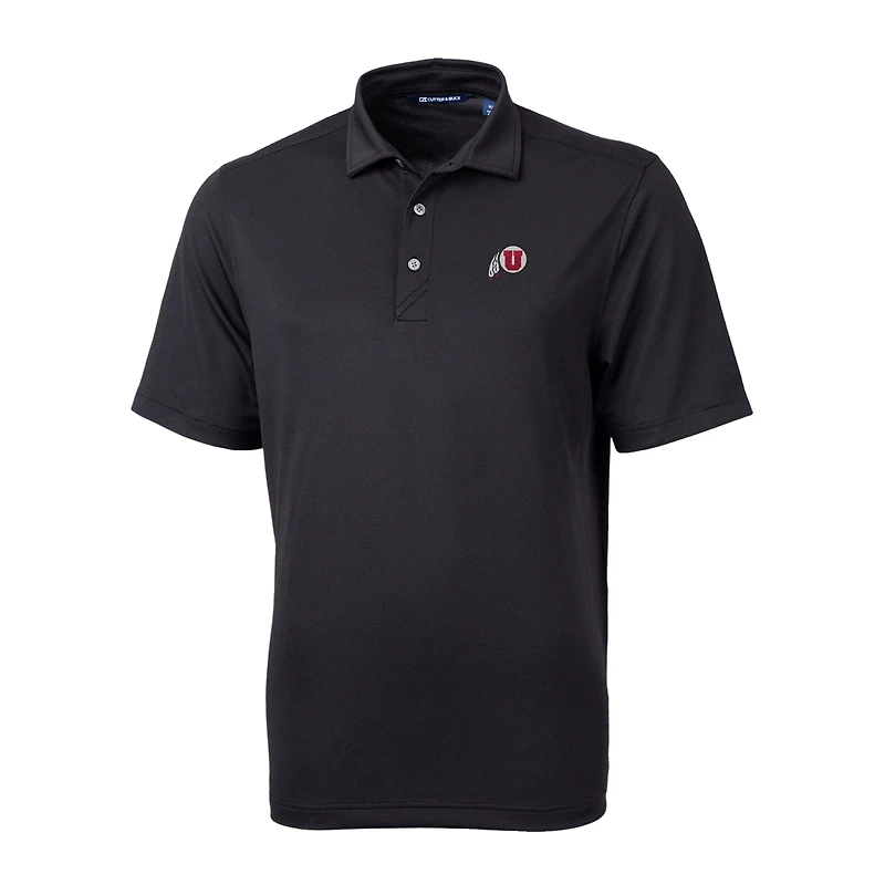 Men's Cutter & Buck Black Utah Utes Virtue Eco Pique Recycled Polo