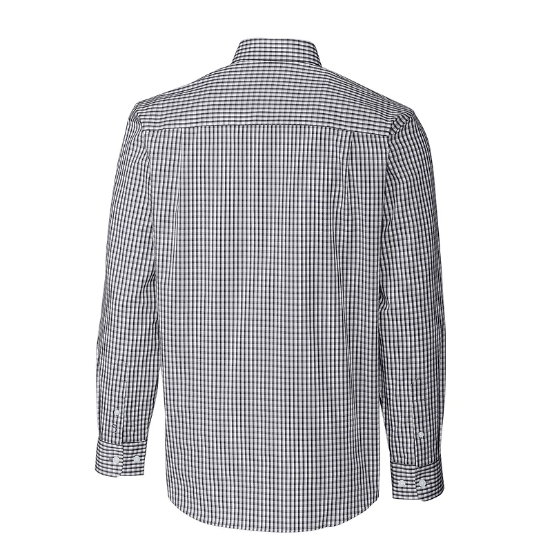 Men's Cutter & Buck Charcoal Utah Utes Easy Care Stretch Gingham Big Tall Long Sleeve Button-Down Shirt