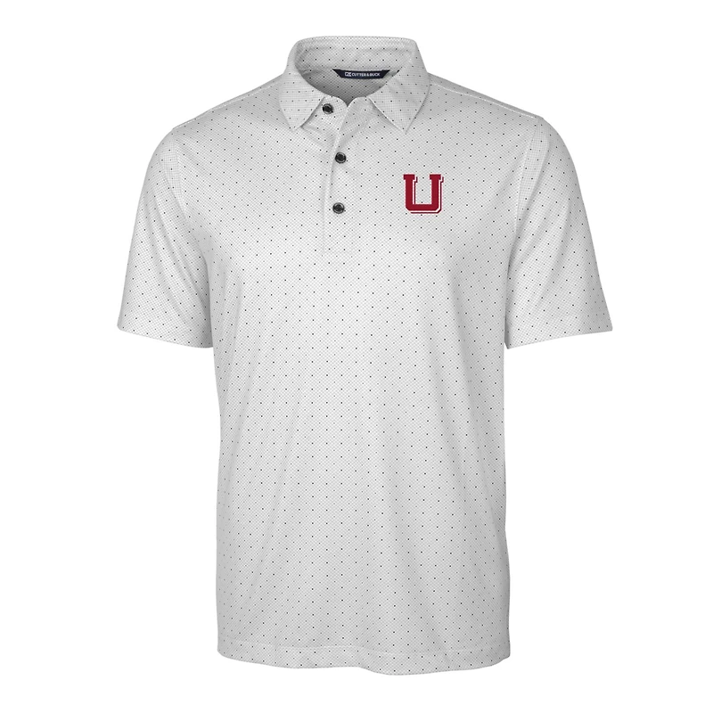 Men's Cutter & Buck Charcoal Utah Utes Primary Team Logo Pike Double Dot Print Stretch Polo