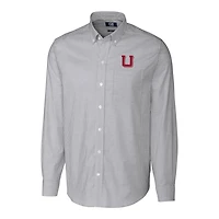 Men's Cutter & Buck Charcoal Utah Utes Vault Big Tall Oxford Stripe Long Sleeve Button-Down Shirt