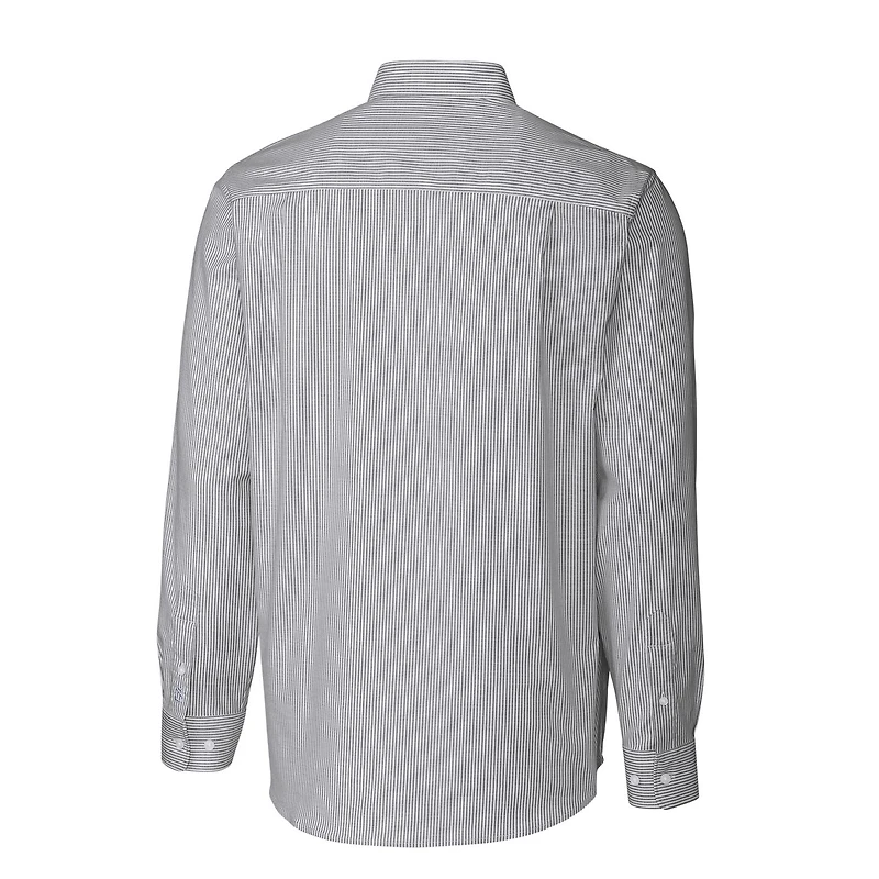 Men's Cutter & Buck Charcoal Utah Utes Vault Big Tall Oxford Stripe Long Sleeve Button-Down Shirt