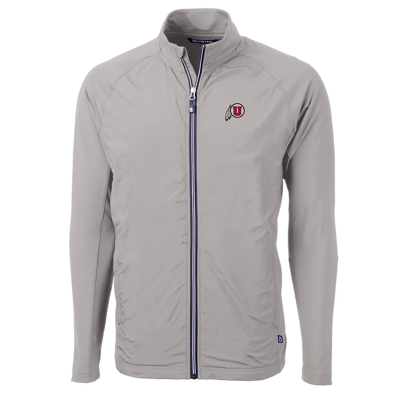 Men's Cutter & Buck Gray Utah Utes Big Tall Adapt Eco Knit Hybrid Recycled Full-Zip Jacket