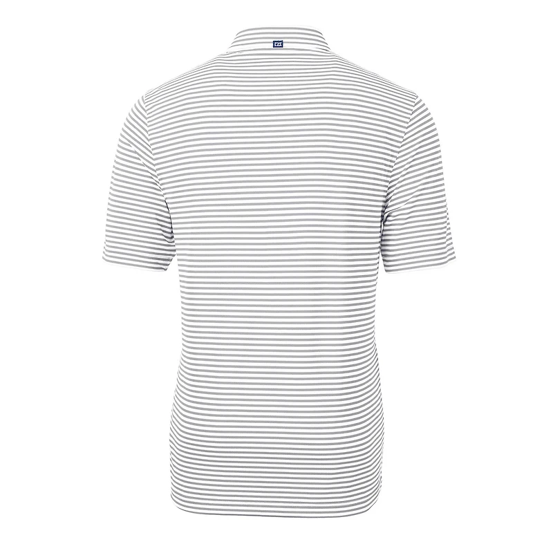 Polo recyclé à rayures et piqué écologique pour homme, gris, Cutter & Buck, Utah Utes, avec logo de l'équipe, Virtue