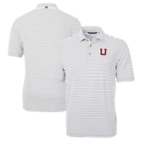 Polo recyclé à rayures et piqué écologique pour homme, gris, Cutter & Buck, Utah Utes, avec logo de l'équipe, Virtue
