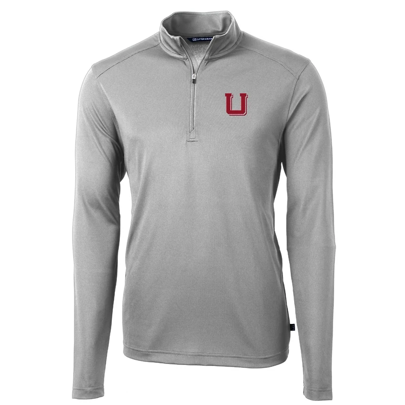 Pull-over à col zippé Cutter & Buck Gray Utah Utes Team Grandes Tailles Virtue Eco Pique Recyclé pour Homme