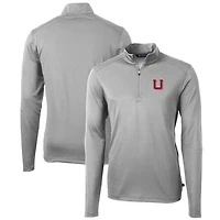 Pull zippé recyclé en piqué écologique pour homme, couleur grise, de l'équipe des Utah Utes, la collection Virtue, Coupeur & Buck, taille grande et