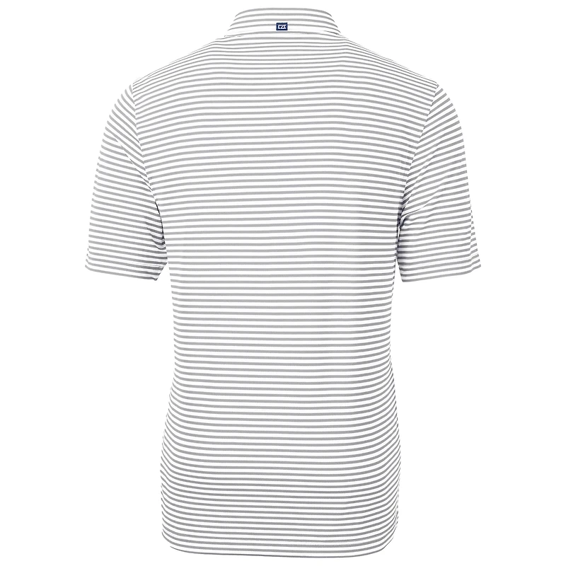 Men's Cutter & Buck Gray Utah Utes Throwback Logo Virtue Eco Pique Stripe Recycled Polo