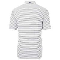 Men's Cutter & Buck Gray Utah Utes Throwback Logo Virtue Eco Pique Stripe Recycled Polo