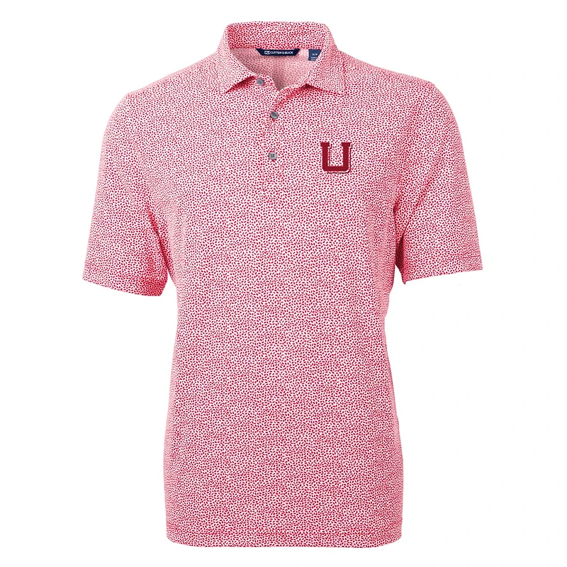 Men's Cutter & Buck Red Utah Utes Virtue Eco Pique Botanical Recycled Polo