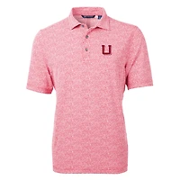 Men's Cutter & Buck Red Utah Utes Virtue Eco Pique Botanical Recycled Polo