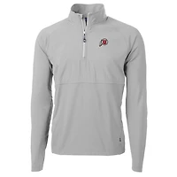 Pull-over Cutter & Buck Silver Utah Utes Adapt Eco Knit Hybrid Recycled à quart de zip pour homme