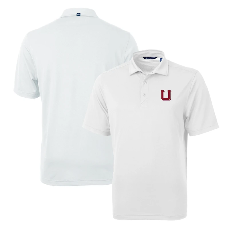 Polo recyclé Virtue Eco Pique blanc Cutter & Buck pour homme avec logo de l'équipe des Utah Utes