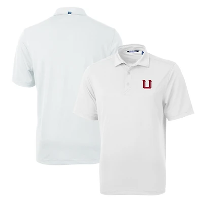 Polo recyclé Virtue Eco Pique blanc Cutter & Buck pour homme avec logo de l'équipe des Utah Utes