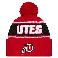 Men's New Era Red Utah Utes Bold Cuffed Knit Hat with Pom