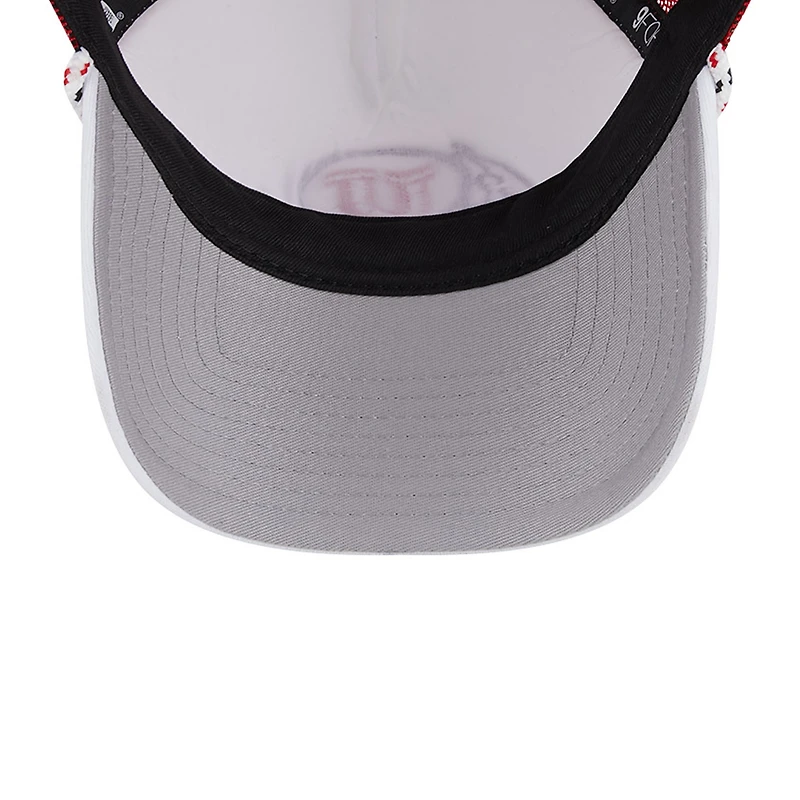 Men's New Era White/Red Utah Utes Court Sport Foam A-Frame 9FORTY Adjustable Trucker Hat