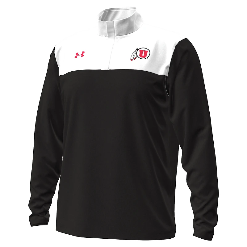 Pull Under Armour noir/blanc Utah Utes à fermeture éclair quart de tour pour homme
