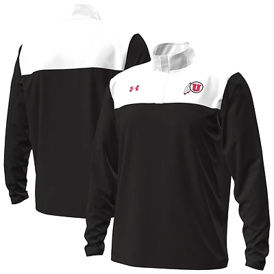 Pull Under Armour noir/blanc Utah Utes à fermeture éclair quart de tour pour homme