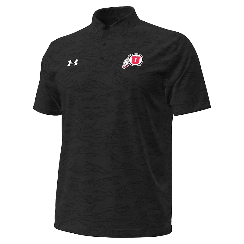 Men's Under Armour Black Utah Utes Drive Camo Jacquard Polo