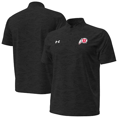 Men's Under Armour Black Utah Utes Drive Camo Jacquard Polo