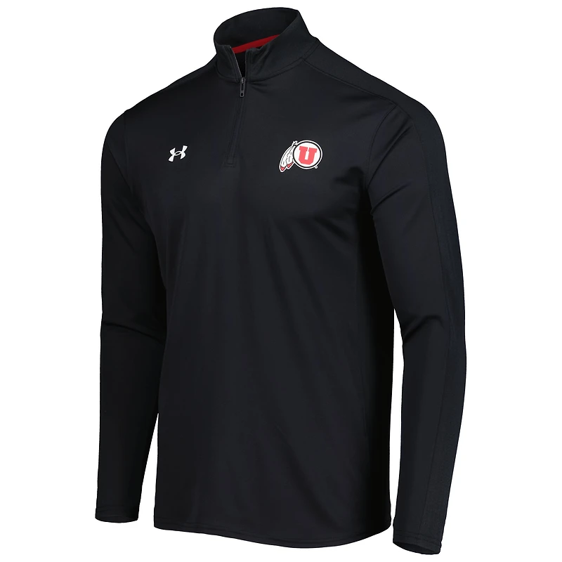 Men's Under Armour Black Utah Utes Lightweight Mock Neck Performance Quarter-Zip Jacket