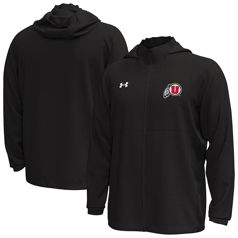 Veste à capuche zippée extensible noire Utah Utes Rival pour homme Under Armour