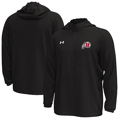 Veste à capuche zippée extensible noire Utah Utes Rival pour homme Under Armour