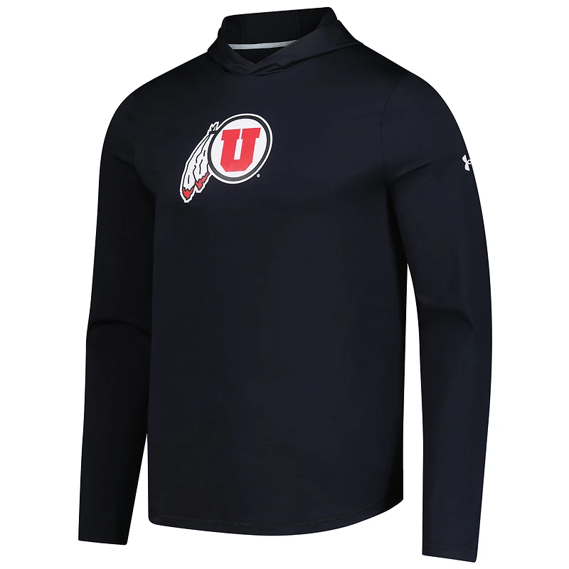 Men's Under Armour  Black Utah Utes Sideline Knockout Long-Sleeve Hooded T-Shirt