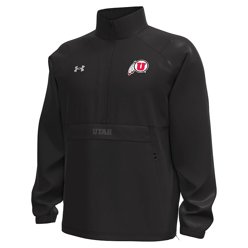 Veste anorak tissé Storm Tech demi-zip Under Armour noire Utah Utes Unstoppable pour homme