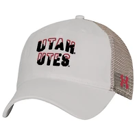 Men's Under Armour  Cream Utah Utes College Essentials Adjustable Trucker Hat
