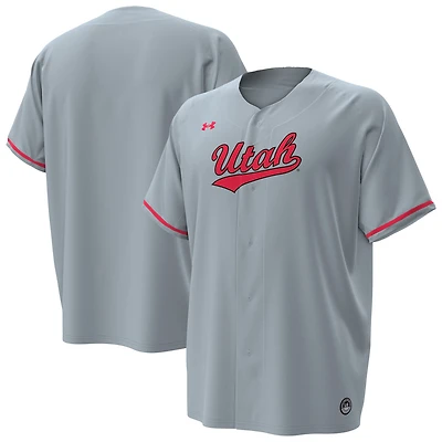 Men's Under Armour Gray Utah Utes Replica Baseball Jersey