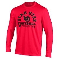 Men's Under Armour Red Utah Utes 2025 Sideline Football Performance Cotton Long Sleeve T-Shirt