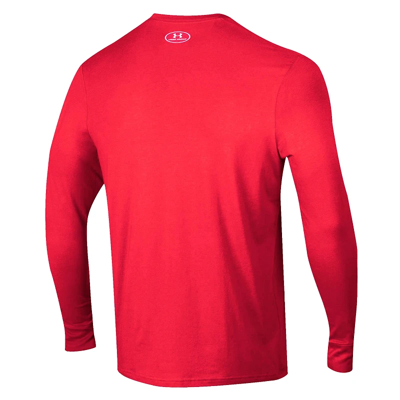 Men's Under Armour Red Utah Utes 2025 Sideline Football Performance Cotton Long Sleeve T-Shirt