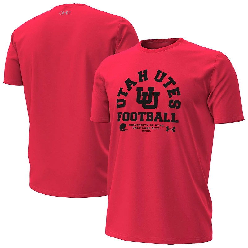 Men's Under Armour Red Utah Utes 2025 Sideline Football Performance T-Shirt