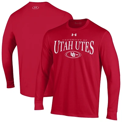 T-shirt à manches longues en coton haute performance Under Armour rouge Utah Utes 2026 pour homme