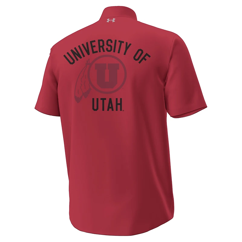 Men's Under Armour  Red Utah Utes Gameday Armourfuse Camp Button-Up Shirt