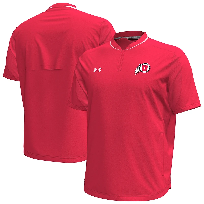 Haut Under Armour rouge Utah Utes Motivate à fermeture éclair quart de tour pour homme