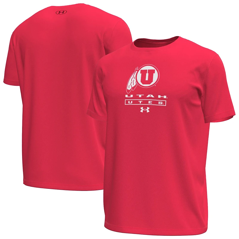 T-shirt Under Armour Utah Utes Stack Stretch Performance rouge pour homme