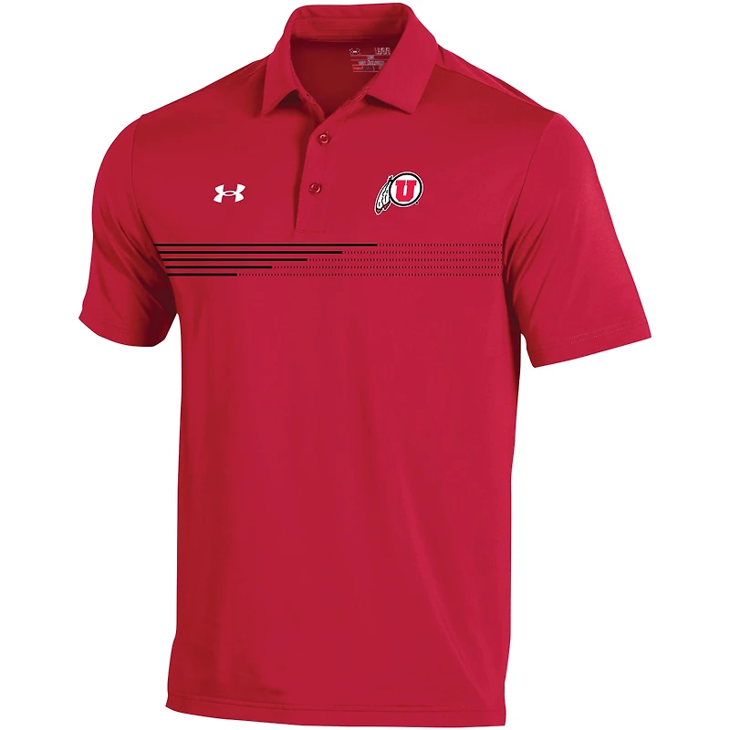 Men's Under Armour Red Utah Utes Tee To Green Stripe Polo
