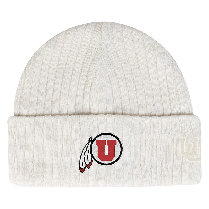 Men's Under Armour  Stone Utah Utes Sideline Halftime Shallow Cuffed Knit Hat